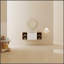 Meuble-lavabo à fermeture en douceur de 48 pouces avec lavabo et deux petites tablettes de rangement, parfait pour les intérieurs modernes et minimalistes.