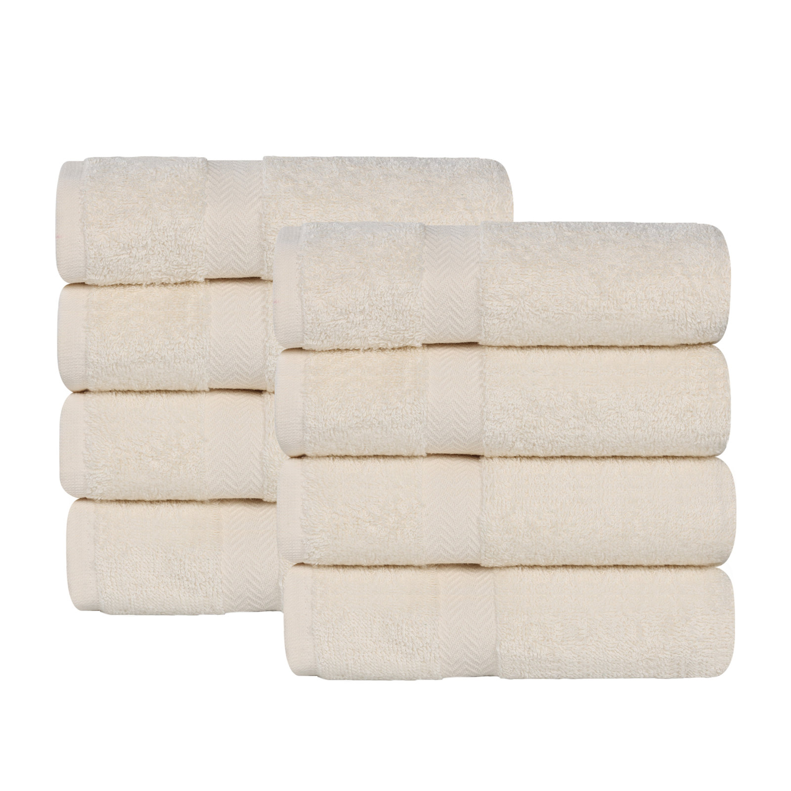 Franklin Cotton Lightweight Quick-Drying Face Towel Washcloth, Ivory, 24 Pieces Towel Set