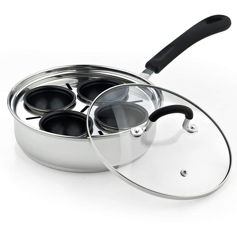 Poacher à oeuf en acier inoxydable 4 tasses cook n home