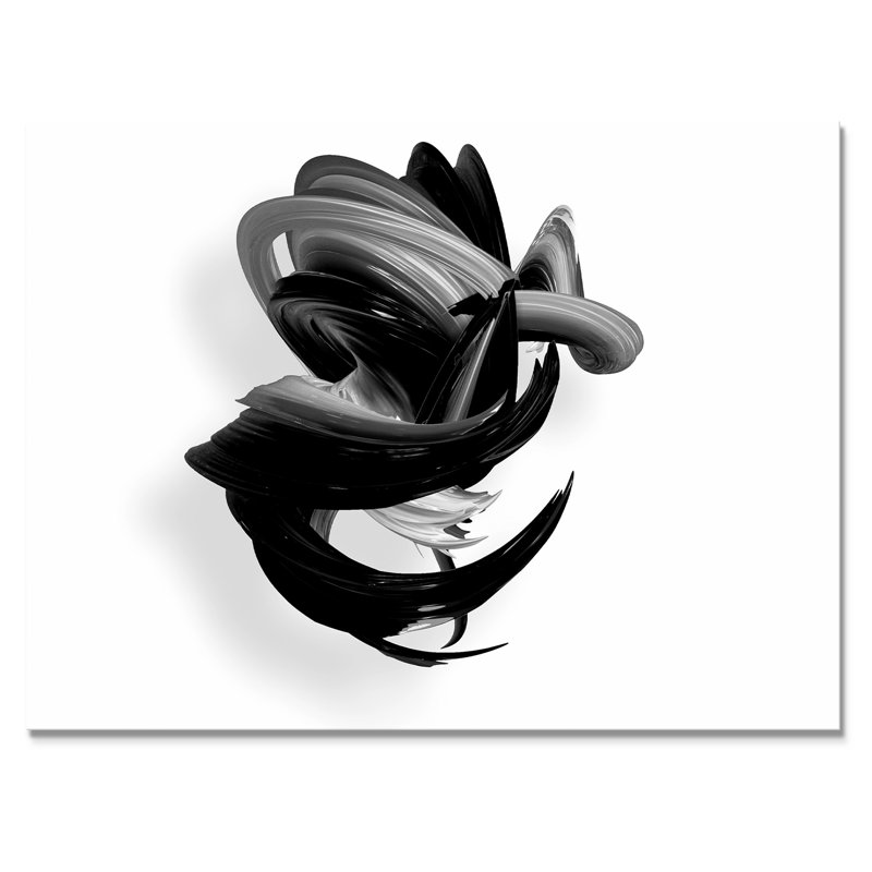 Noir et blanc torsadé, reproduction d'art sur toile, H 24 po x l 36 po x P 1 po, Toile tendue
