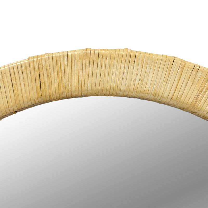 Nirvelli Natural Rattan Accent Wall Mirror with D-Ring Hangers, H 39 po x l 26 po, Arqué