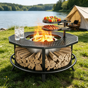 21" Fire Pit Surround Tabletop 360掳 Barrier UV-Resistant Fabric