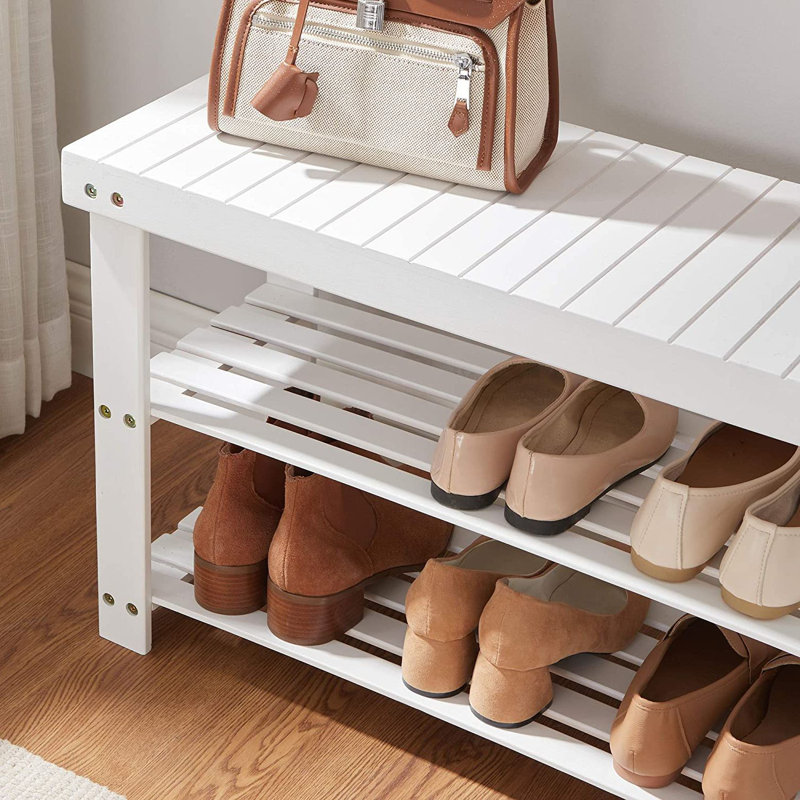 6 Pair Shoe Storage Bench, White