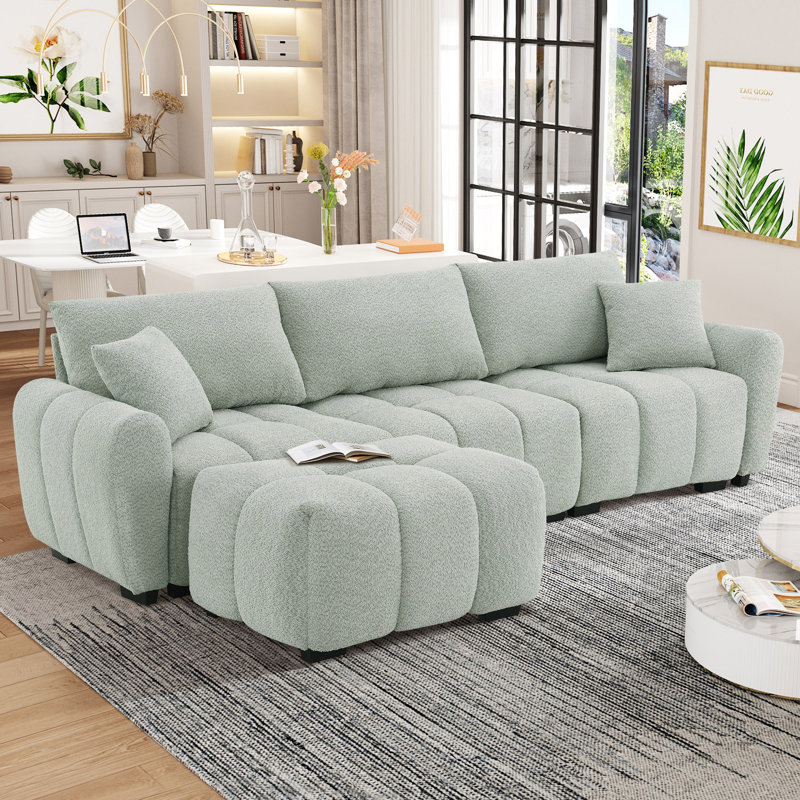 Canapé modulaire Jadier, Boucle vert clair