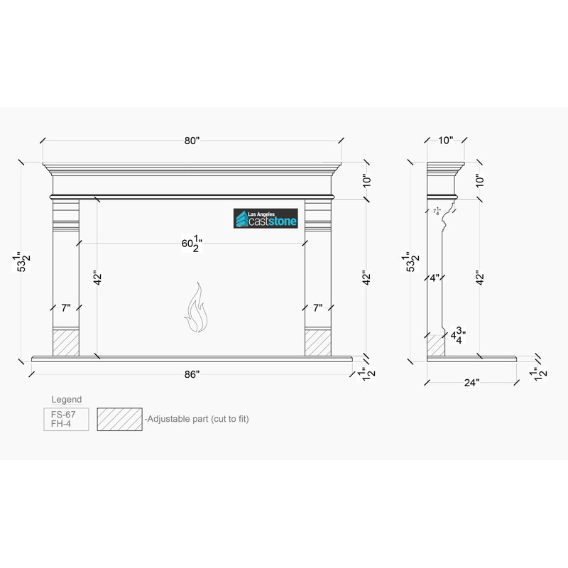 Salina Fireplace Surround, White Acid Wash