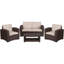 Ensemble de 4 chaises d'extérieur en faux rotin Alderman, causeuse et table brun chocolat