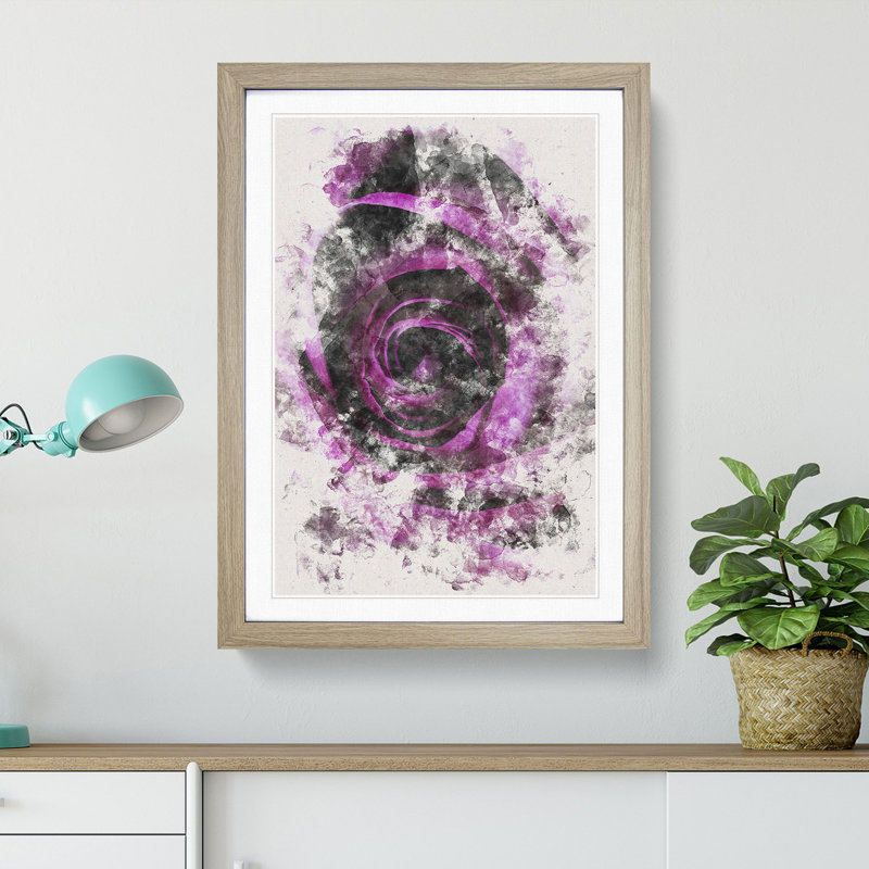 Striking Purple Rose - Picture Frame Graphic Art Print, Oak Framed, 63cm H x 45cm W x 2cm D