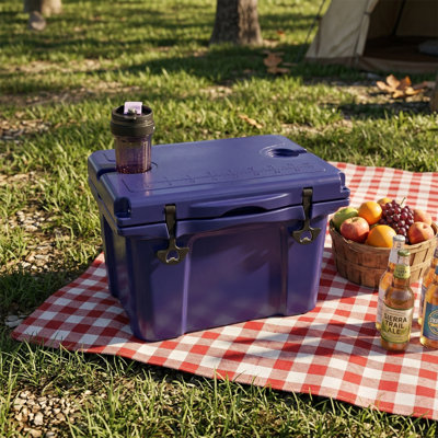 25QT Hard Cooler with Bottle Opener & Cup Holder, Insulated Portable Ice Chest for Beach, Camping, Fishing, Travel