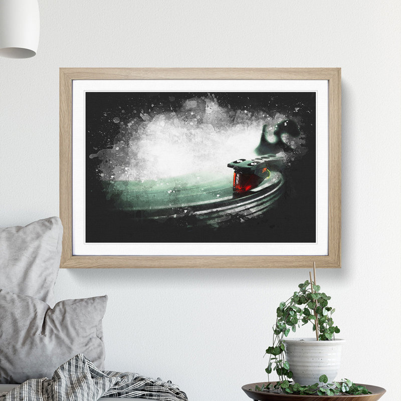 The Needle of the Record Player - Picture Frame Graphic Art, 36cm H x 48cm W x 2cm D, Oak Framed