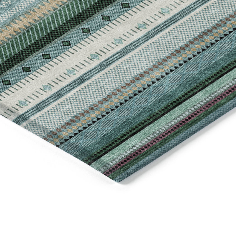 Tapis rayé intérieur / extérieur lavable à la machine Husby ACN2218, Rectangle 10 pi x 14 pi