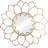 Antiqued Bronze Round Floral Petal Metal Wall Mirror