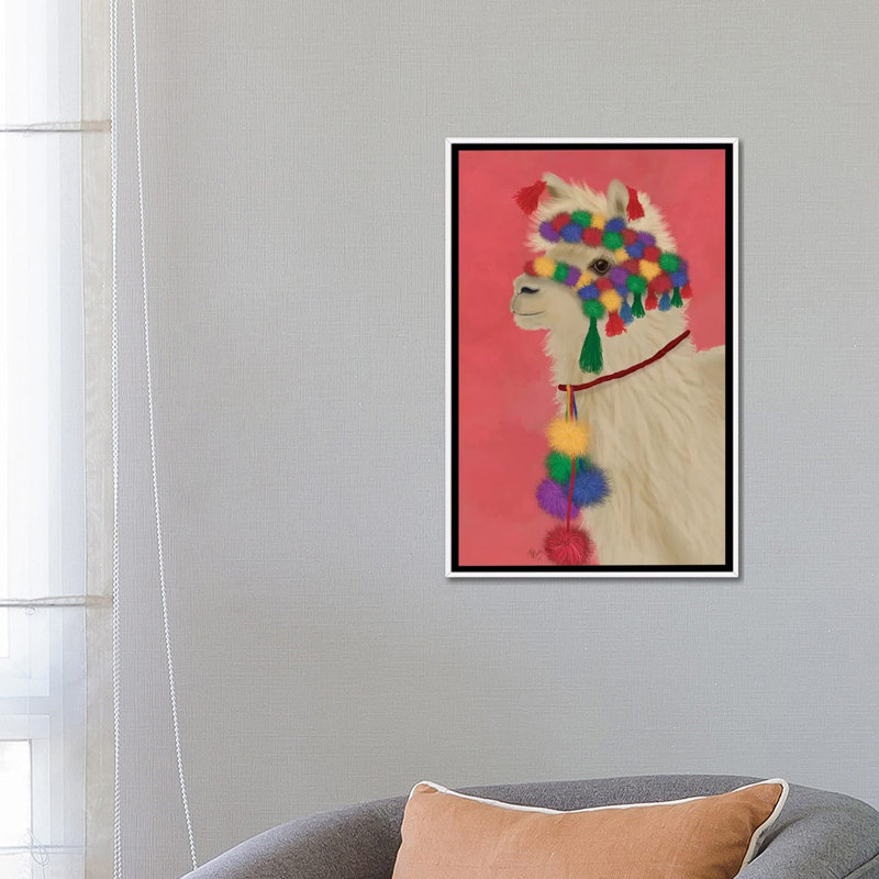 «Llama Traditional 2, Portrait» par Fab Funky - impression d'art graphique, H 26 po x l 18 po x 1,5 po, Aucun mat