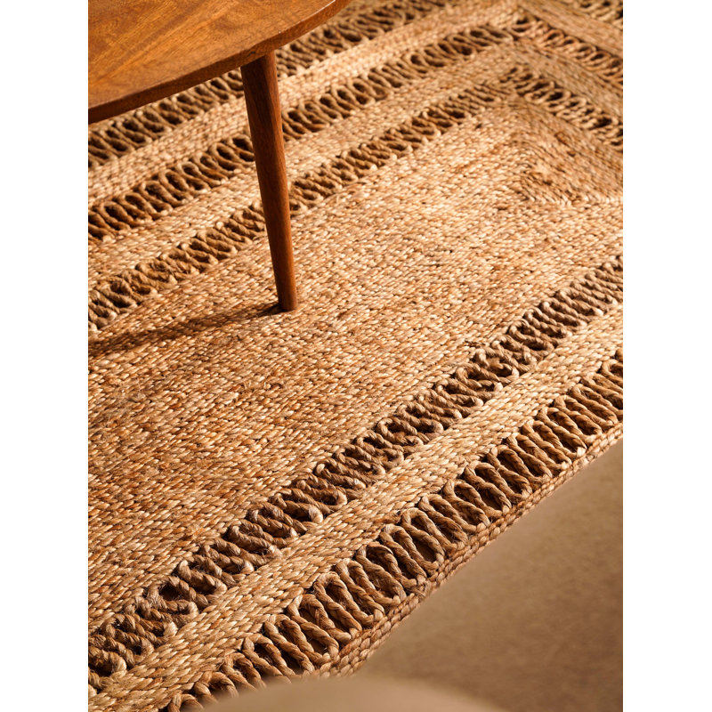 Tapis Valinda tissés à la main en jute écologique - 183 x 274 cm, rectangulaire, beige, motif oriental, poils courts, fibres naturelles, tapis d'intérieur/extérieur faits main pour salon, chambre