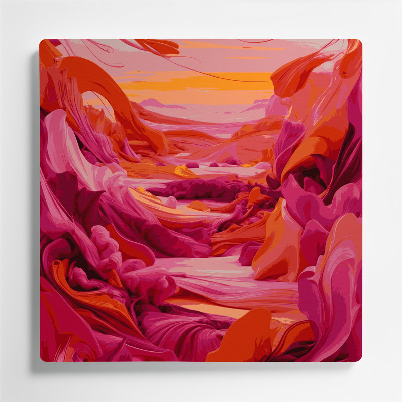 Abstrait paysage 6, art mural en métal rouge, H 16 po x l 16 po