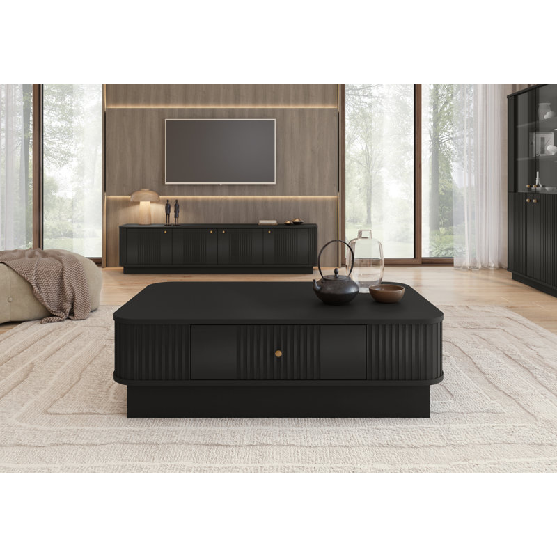 Vesper Coffee Table with Storage, Black/Gold