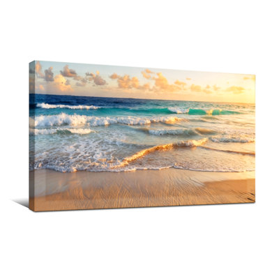 Nautical & Beach Ocean Waves Sunset Beach Sky Clouds Sand Horizon