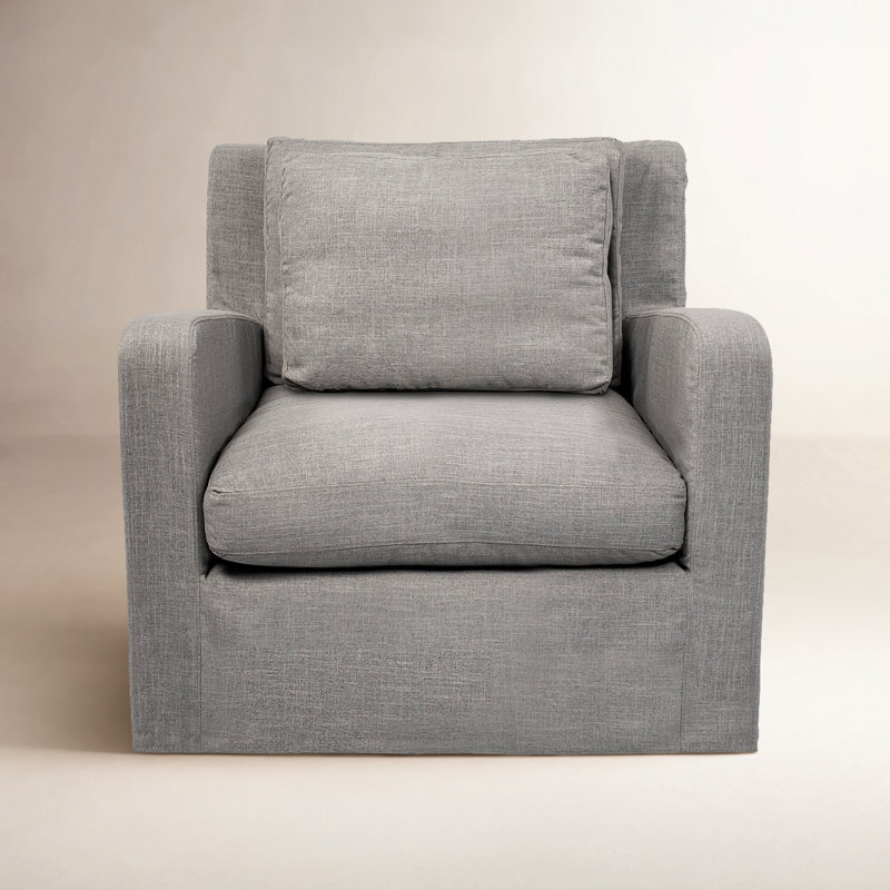 Nessa Upholstered Club Chair, Flint Gray Basketweave