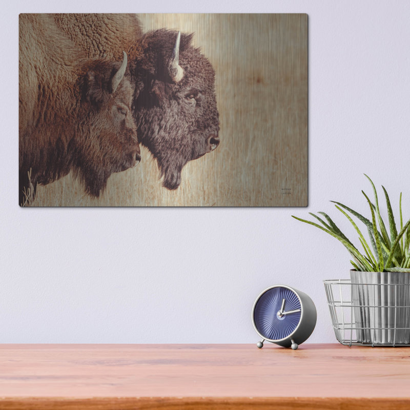 Art mural en métal «Union Bison Union» par Nathan Larson, H 12 po x l 16 po