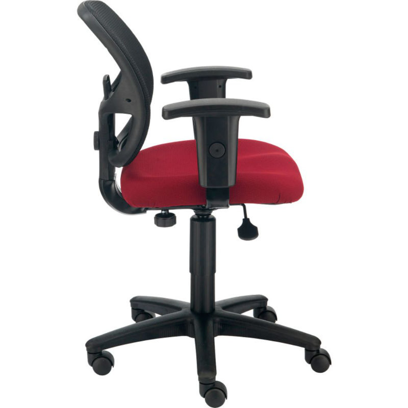 Red Mesh Mid-Back Office Chair with Adjustable Arms