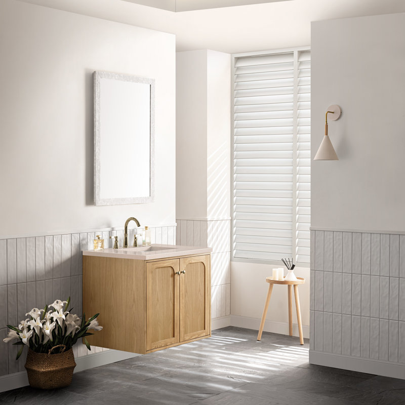 Laurent 30'' W Single Vanity, Victorian Silver, 8" Widespread, Light Natural Oak