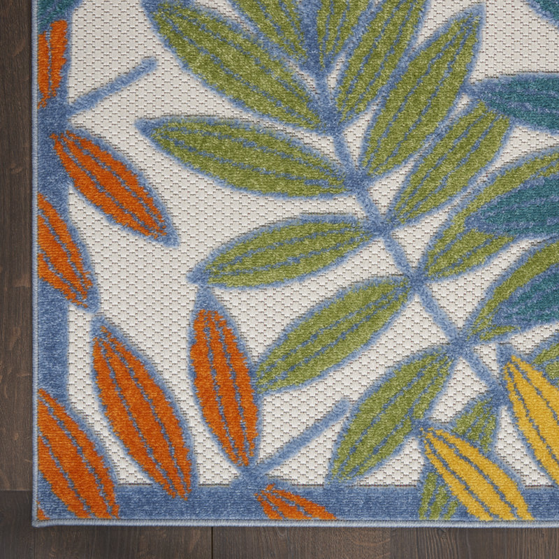 Leonhardt Floral Green/Blue/Yellow/Orange Indoor/Outdoor Area Rug, Runner 2'3" x 10'