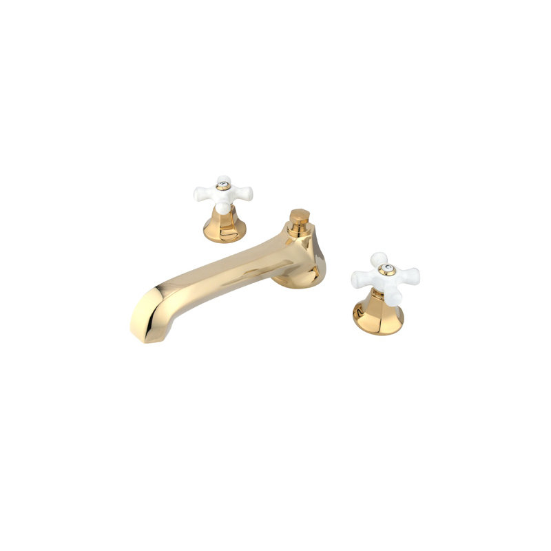Metropolitan Double Handle Deck Mounted Roman Tub Faucet, Polished Brass