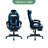 Gaming Chair with Retractable Footrest, Ergonomic PU Leather Computer Chair, Adjustable Height, Blue