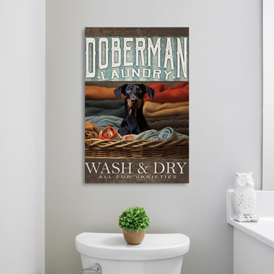Doberman Laundry - 1 pièce, impression rectangulaire P Doberman Laundry sur toile, impression