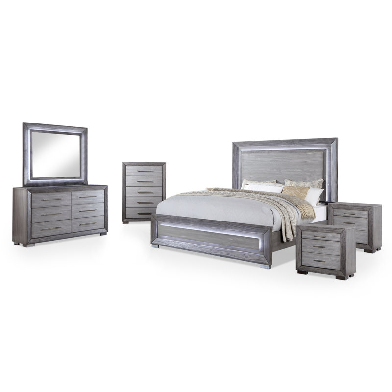 Ensemble de chambre à coucher 6 pièces Yanil, Très grand