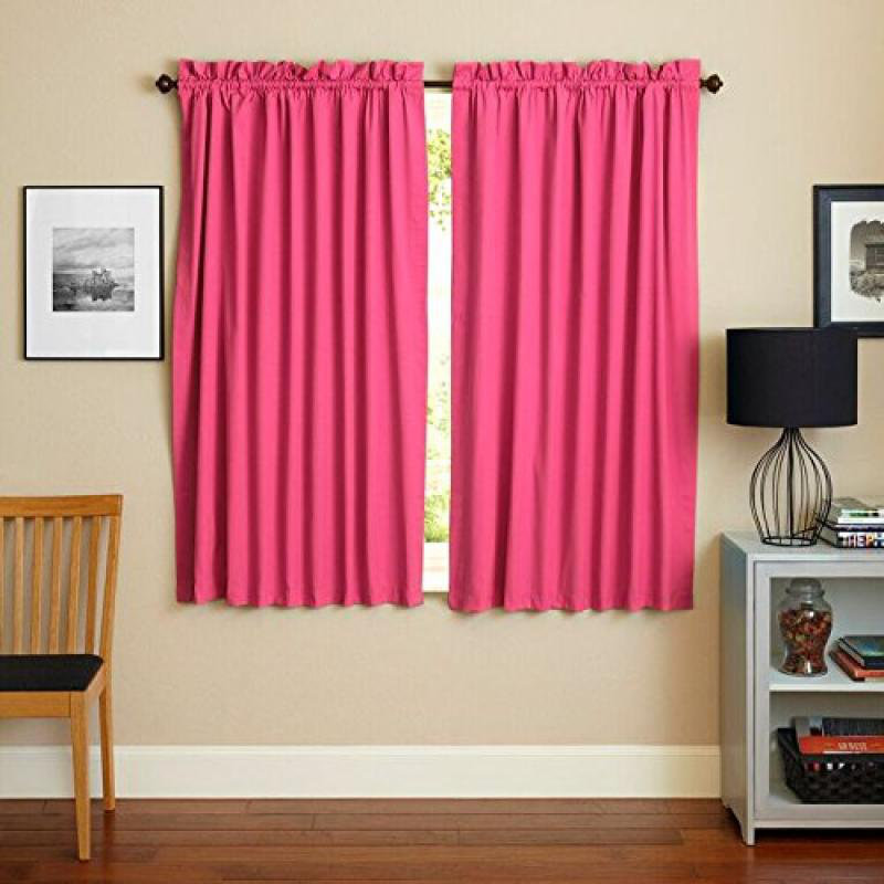 Currahee Cotton Blend Room Darkening Curtain Pair, 52" W x 108" L, Bery Berry