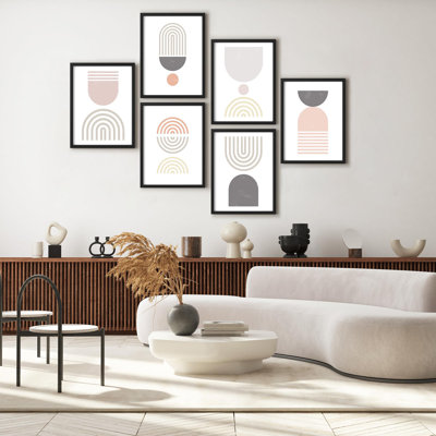 Framed Wall Art Collage Print Gallery Set, Geometric Art in Minimalist Designs Photography Modern Decorative for Living Room, Bedroom, Office