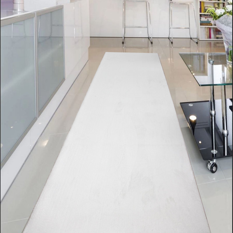 Premium Hall Carpet Runner, 6.6 x 22.9 ft, 100% Polyester, 1500 g/m² | Pile Height: 1.0 in | Machine Washable, Non-Slip Dot Underside, Elegant White Color | Perfect for Entryways, Living Rooms & Corridors