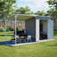 Abri de jardin en métal avec gazebo à toit rigide, gris