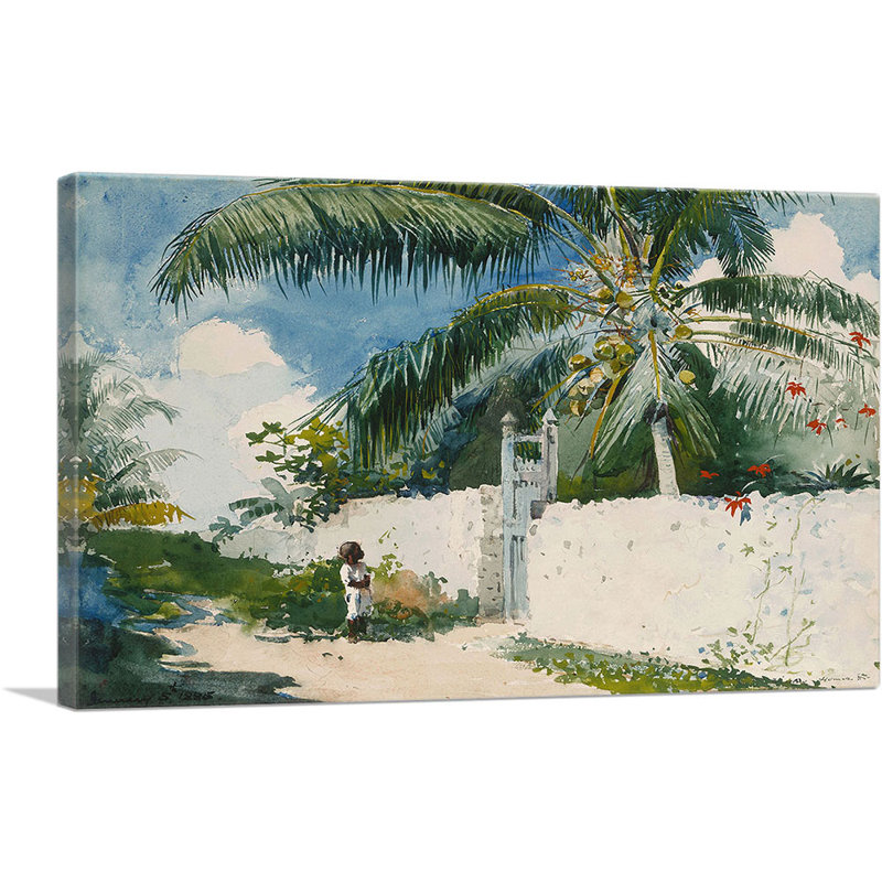 «A Garden in Nassau 1885» par Winslow Homer, reproduction d'art sur toile tendue, H 12 po x l 18 po x P 0,75 po