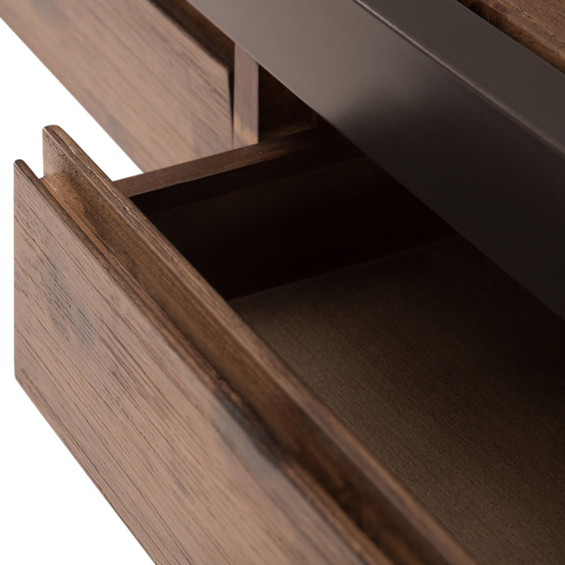 Erina Farmhouse Brown Solid Acacia Wood Desk with Keyboard Tray