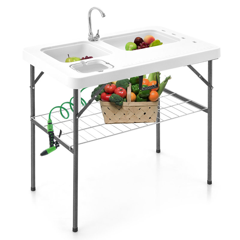 Samyo Rectangular Metal Folding Outdoor Camping Table , 40'' in. W 26'' in. D