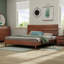 Structure de lit 45 po Mid-Century en bois massif avec tête de lit-98975054-98975055