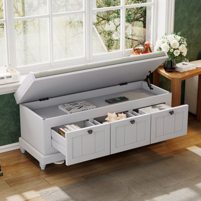 Classic Upholstered 3-Drawer Storage Bench