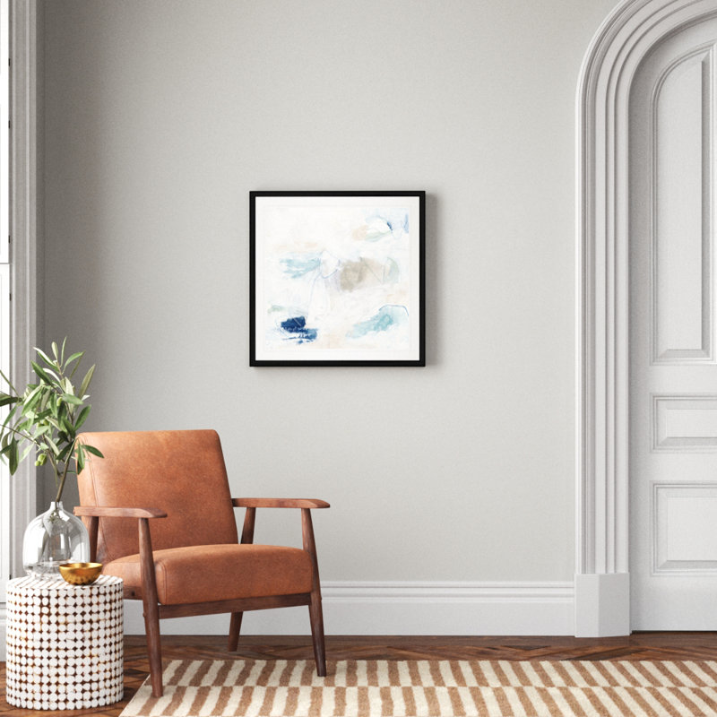 Pebble Coast IV, peinture sur toile, Cadre noir, H 26,5 po x l 26,5 po x P 1,5 po