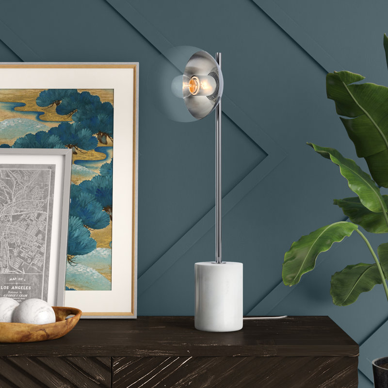 Lampe de table 22 po Yearby, Chrome, Transparent