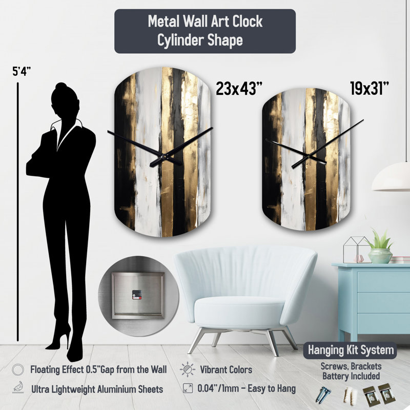 Horloge murale cylindrique en métal Manasse, Grand