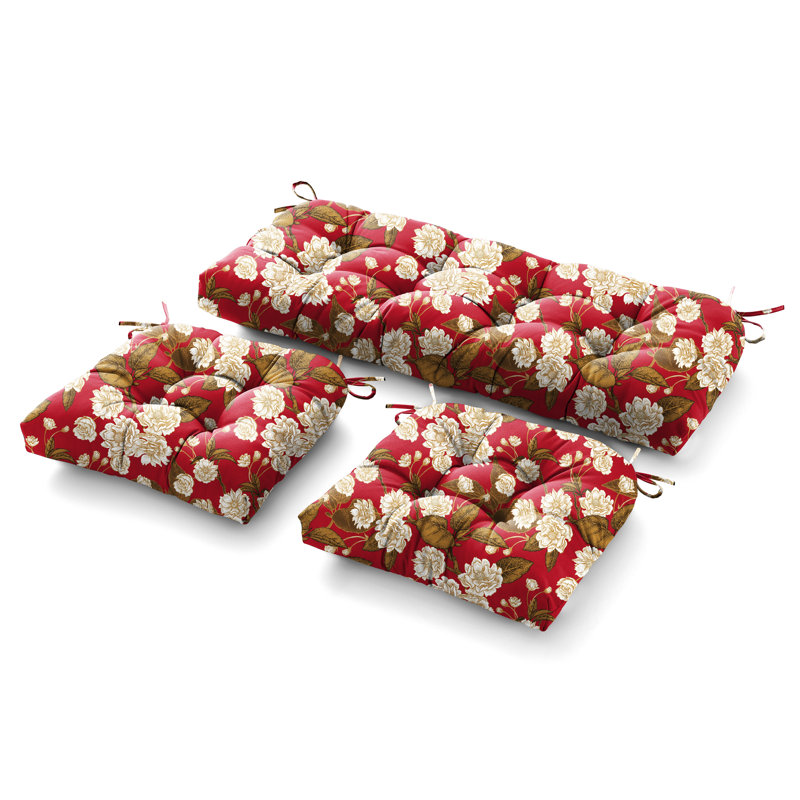 Outdoor 5'' Seat / Back Cushion,  Red Floral