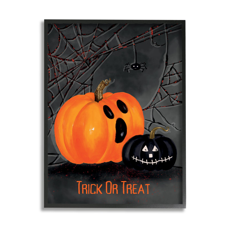 Impression Jack-O-Lantern sur bois par Amy Hall, Giclée encadrée noir minuit, H 14 po x l 11 po x P 1,5 po