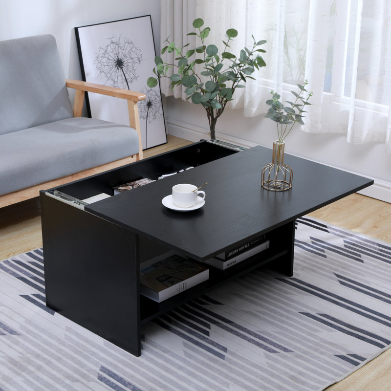 Hanalee Sled Coffee Table with Storage, Black