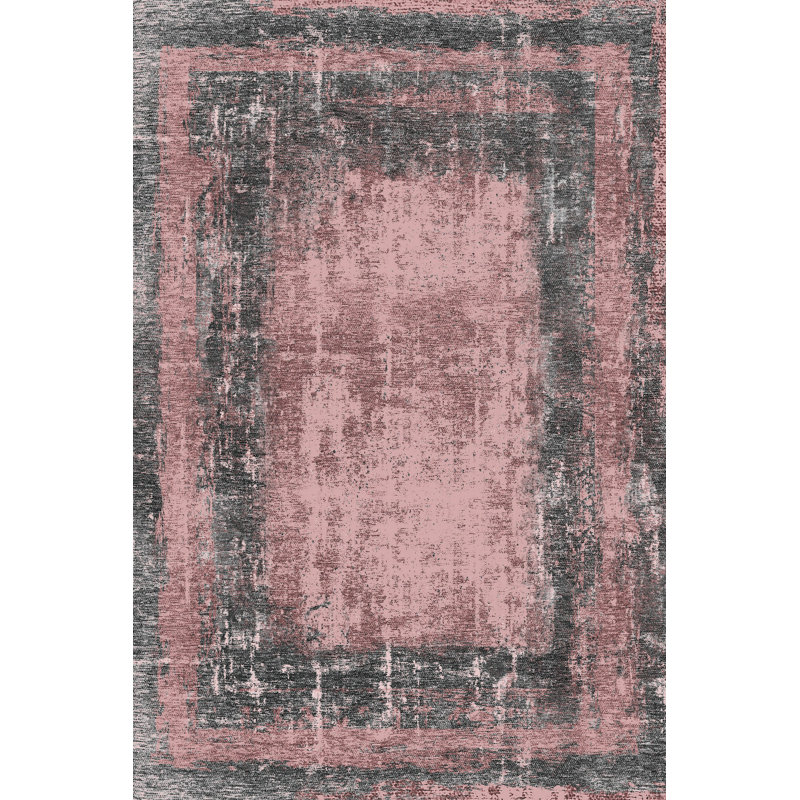 Eakly Bathmat Set (2 Pieces), Pink/Black