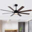 Ventilateur de plafond 65 pales noir / noyer de 65 po avec lumière DEL, télécommande et commande APP, pales à deux tons, moteur à courant continu-107053388
