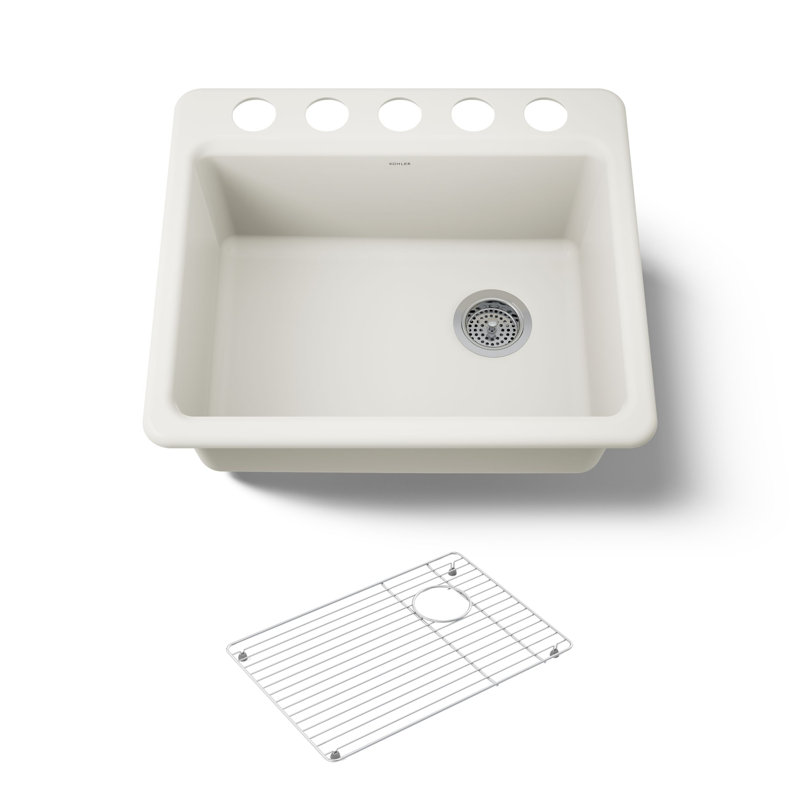 Riverby 25" x 22" x 9.526" Undermount Kitchen Sink, Biscuit
