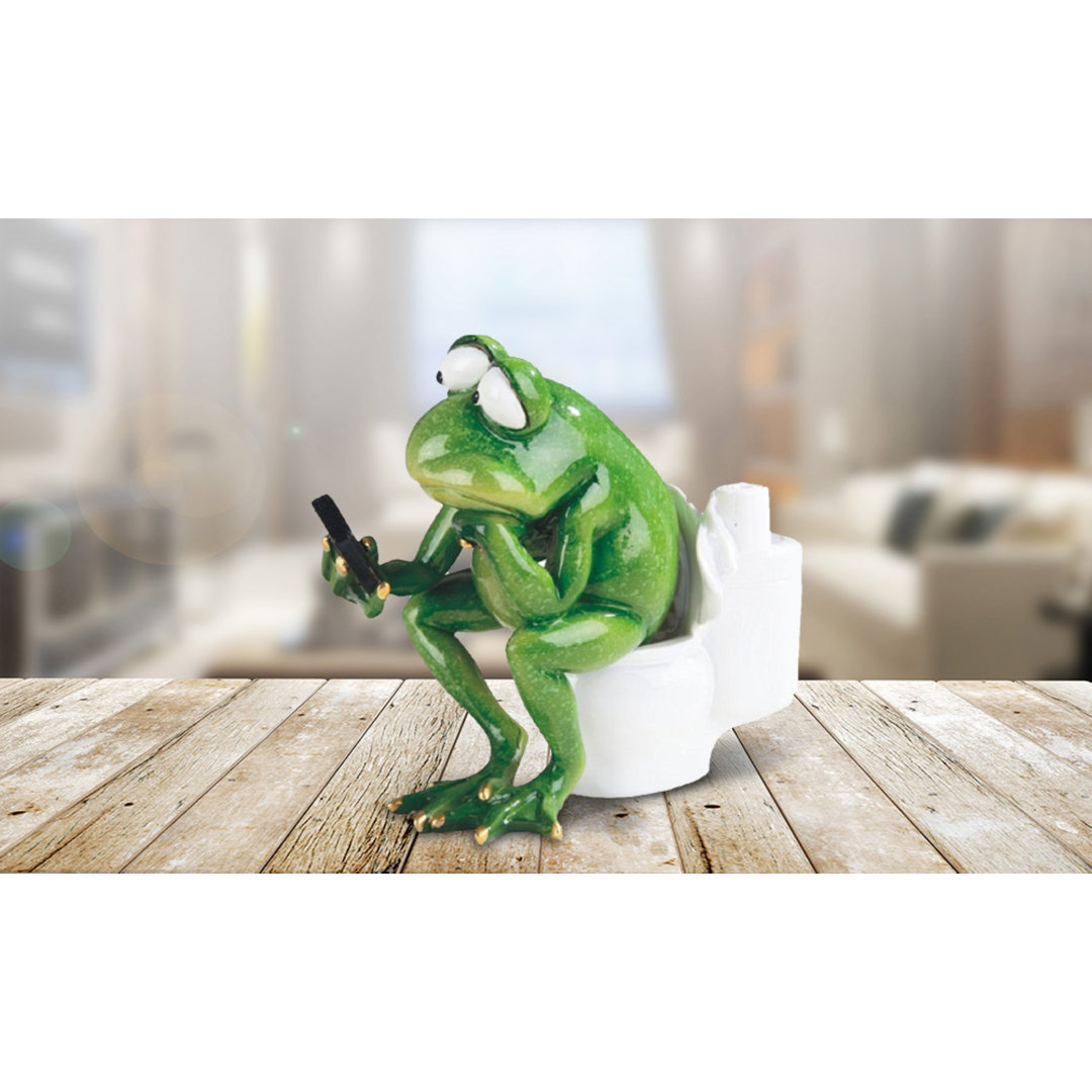 5.75"W Frog Sitting on Toilet Funny Animal Figurine Trinx