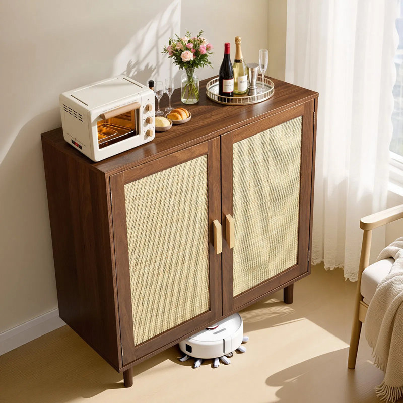 Table basse, armoire-buffet Mid-Century avec tablettes réglables, armoire de rangement anti-basculement pour l'entrée de la salle à manger