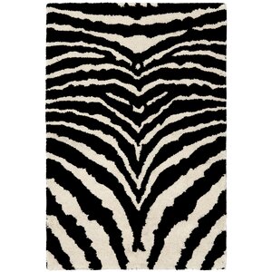 Animal Print Handmade Tufted Wool Black/Ivory Area Rug